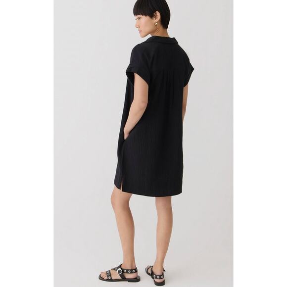 J. Crew V-neck shirt-dress in soft gauze Size XS Petite Black - Picture 2 of 6